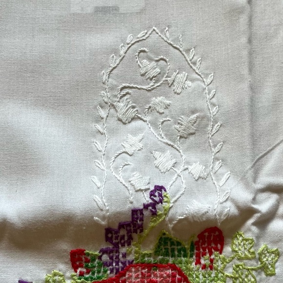 Floral Embroidered pillow cases. 
Hand cross stitched. Cotton/Polyester. New - Picture 4 of 5
